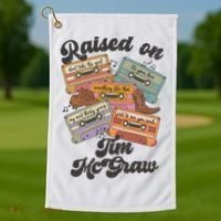 Raised On Tim Mcgraw Retro Cassette Tape Golf Towel thumb 1