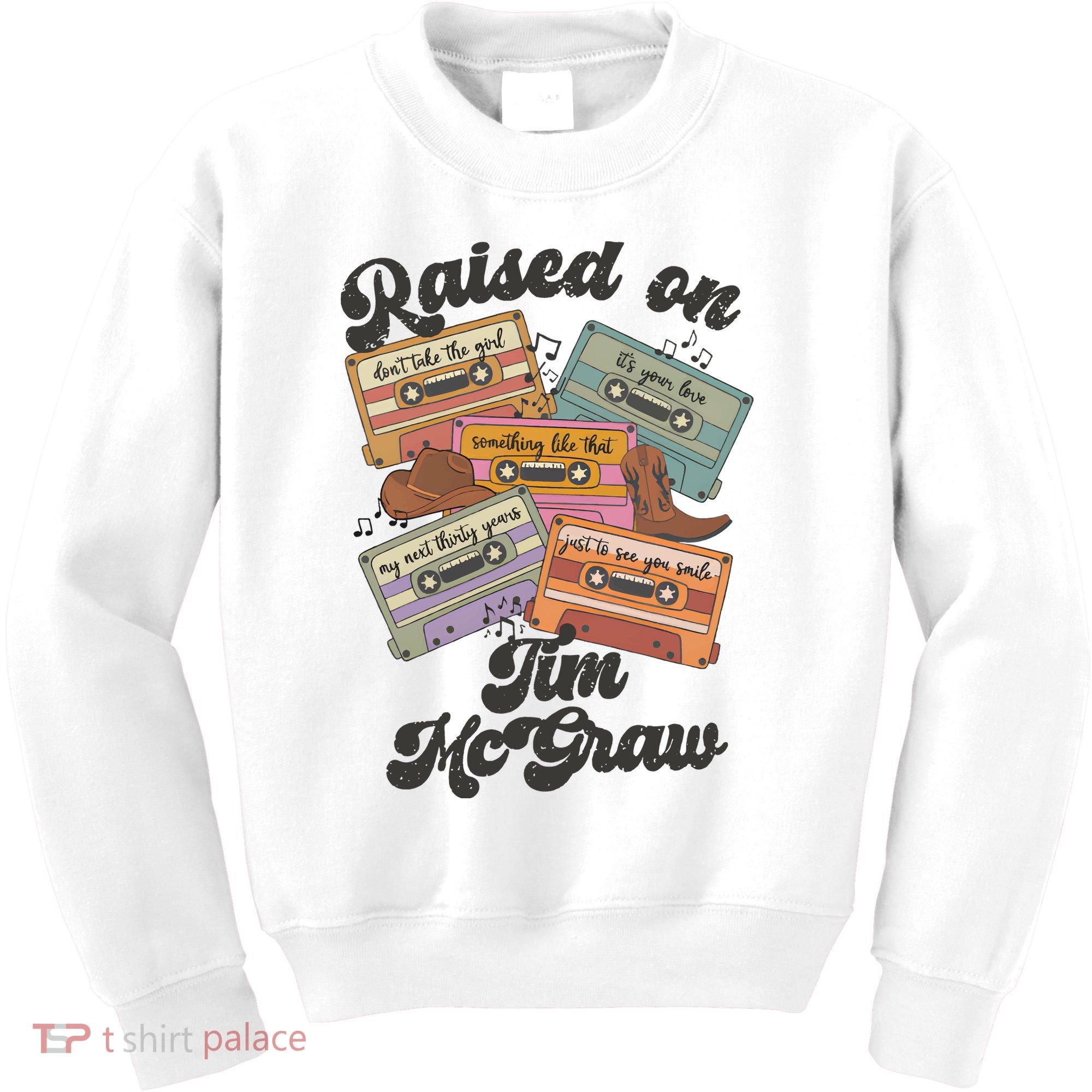 Raised On Tim Mcgraw Retro Cassette Tape Kids Sweatshirt