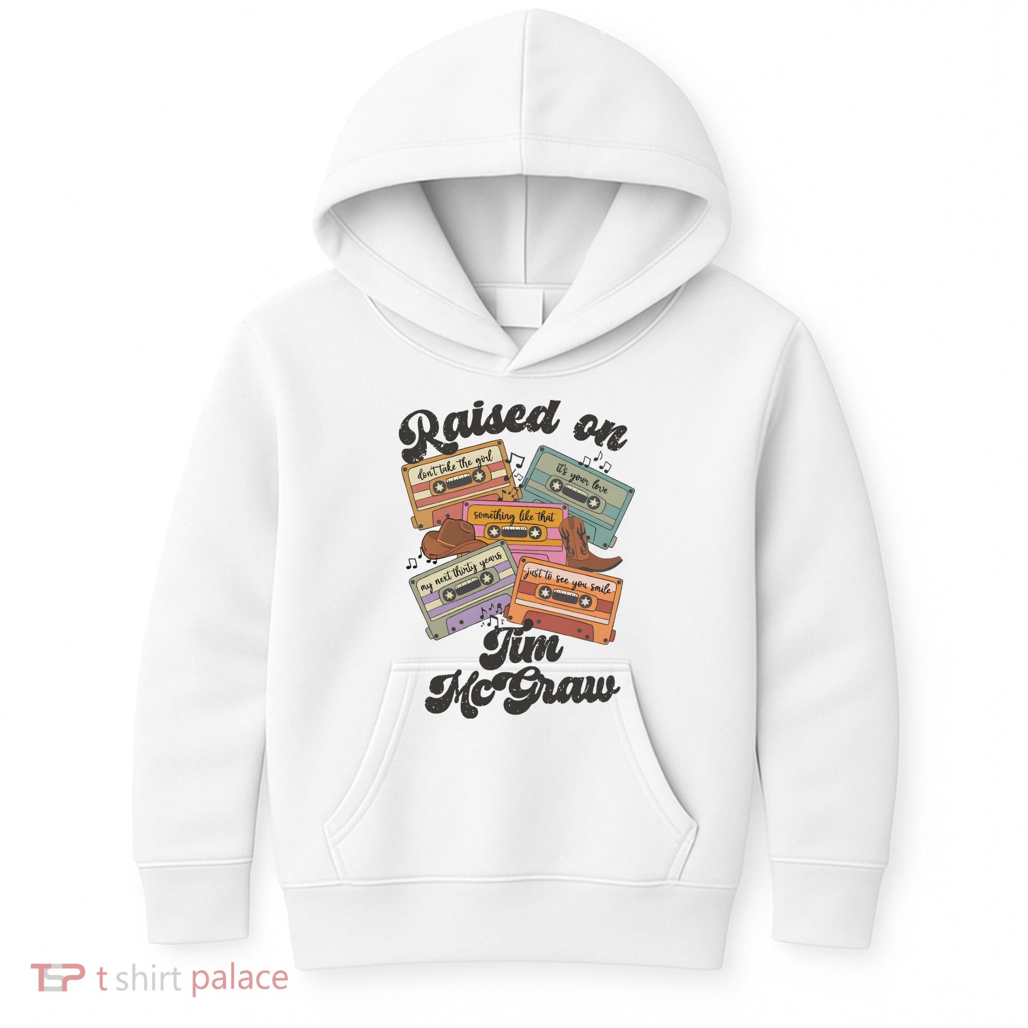 Raised On Tim Mcgraw Retro Cassette Tape Kids Hoodie