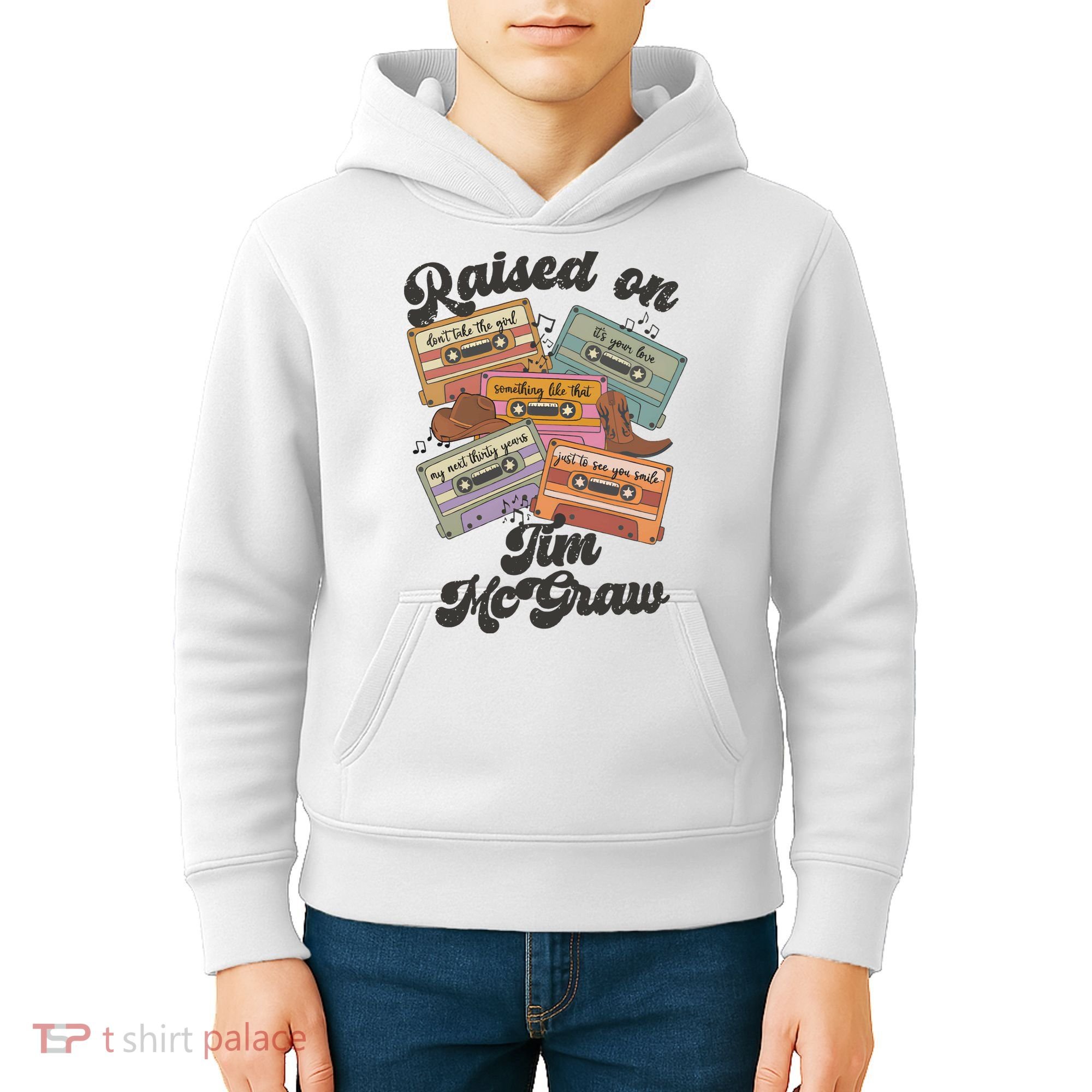 Raised On Tim Mcgraw Retro Cassette Tape Kids Hoodie