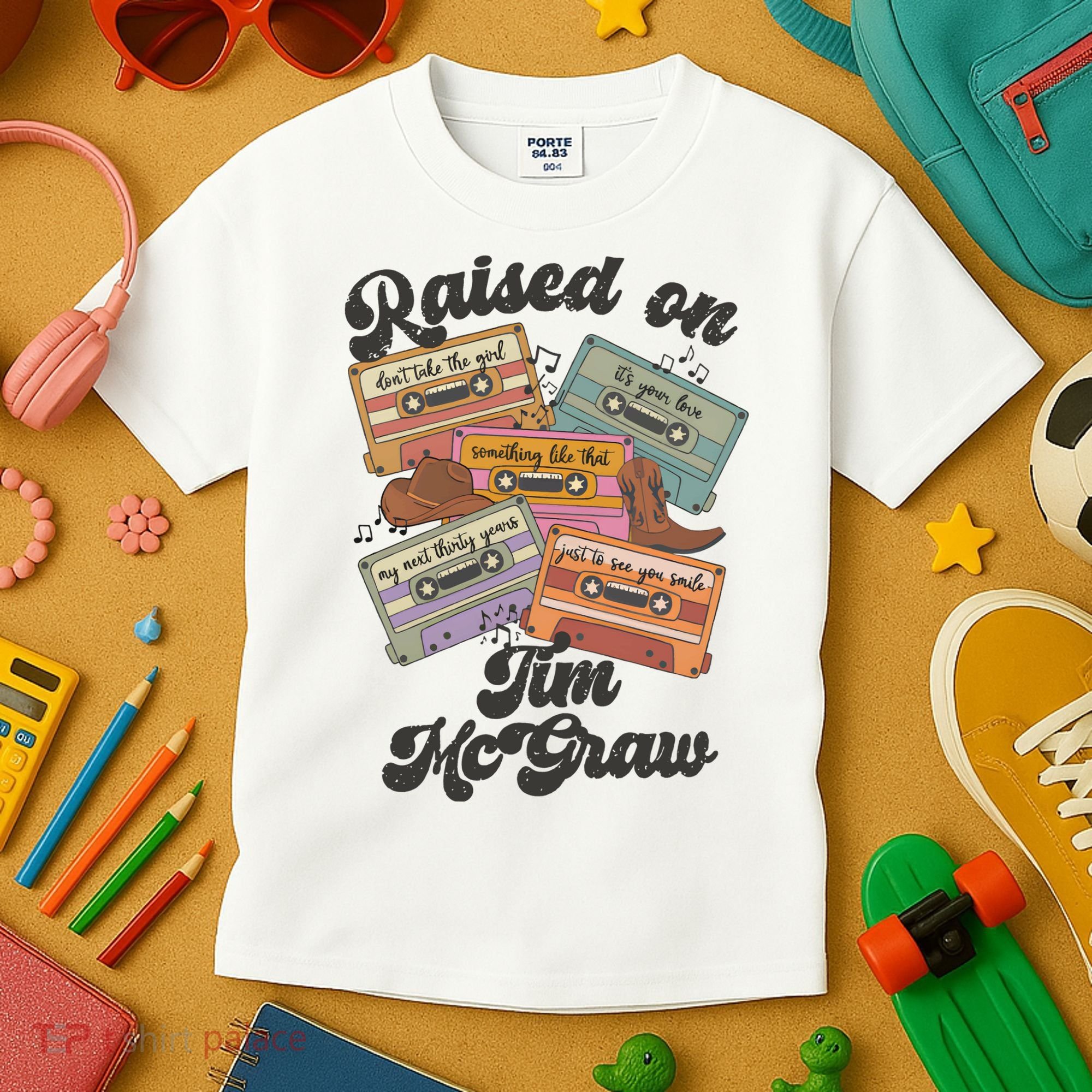 Raised On Tim Mcgraw Retro Cassette Tape Kids T-Shirt
