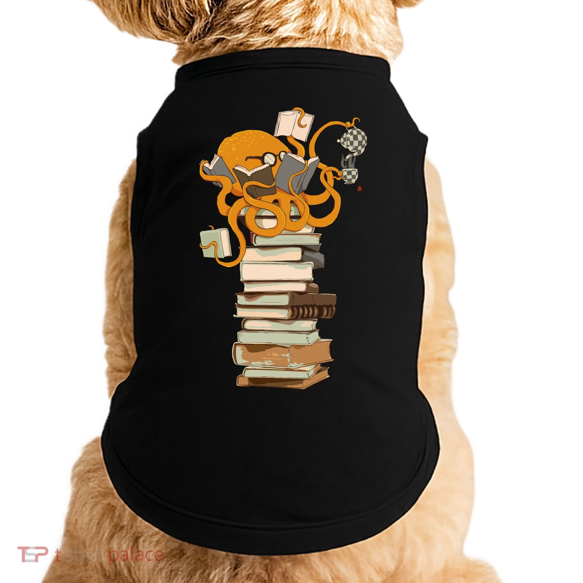 Reading Octopus Tea Coffee And Books Gift Doggie Tank