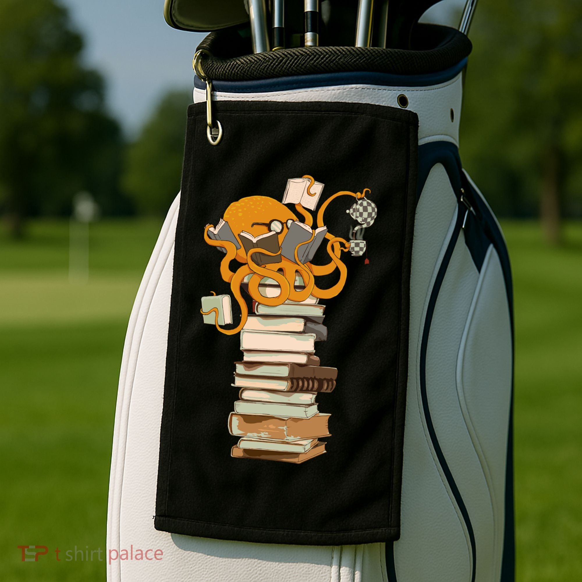 Reading Octopus Tea Coffee And Books Gift Golf Towel