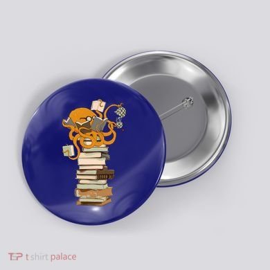 Reading Octopus Tea Coffee And Books Gift Button