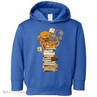 Reading Octopus Tea Coffee And Books Gift Toddler Hoodie thumb 0