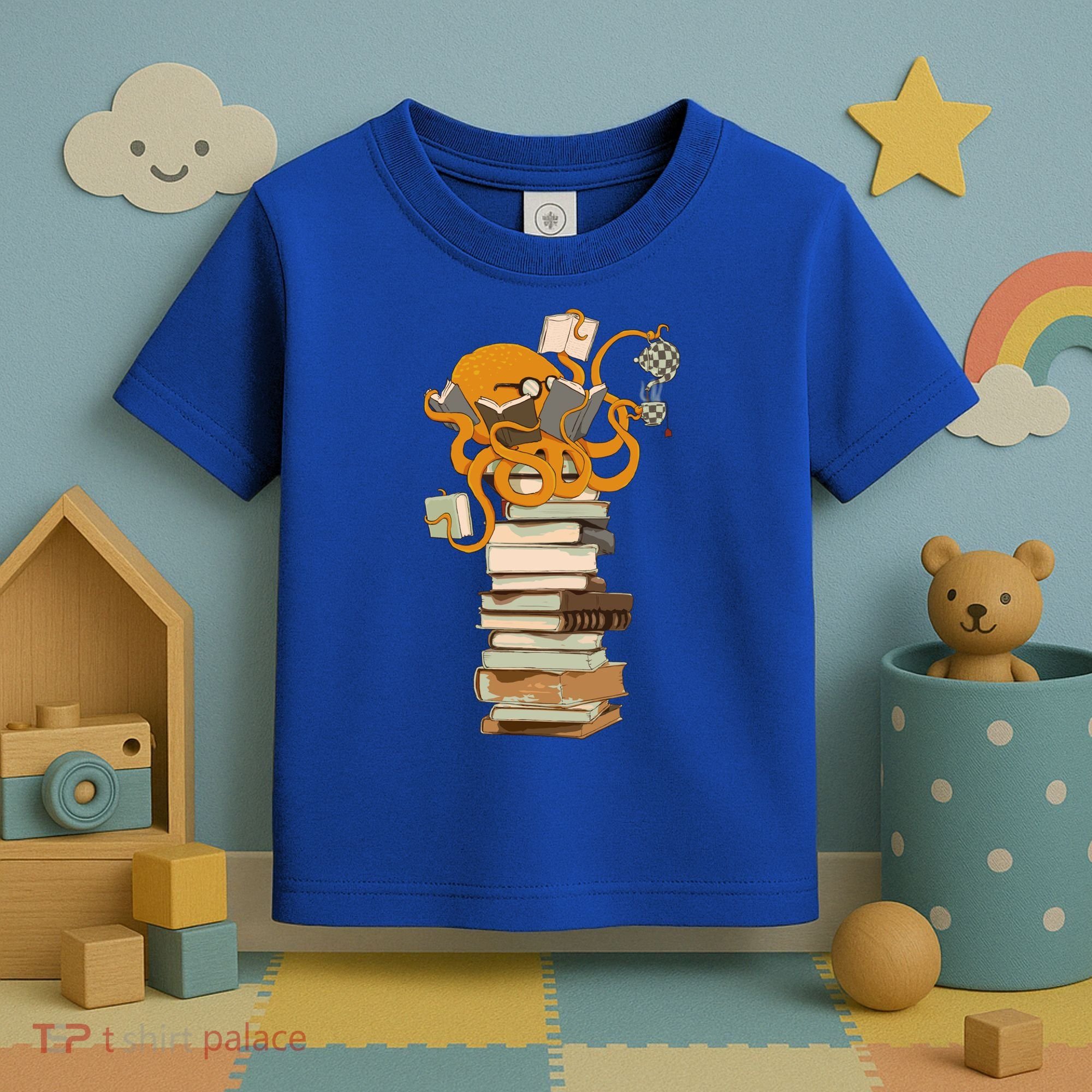 Reading Octopus Tea Coffee And Books Gift Toddler T-Shirt