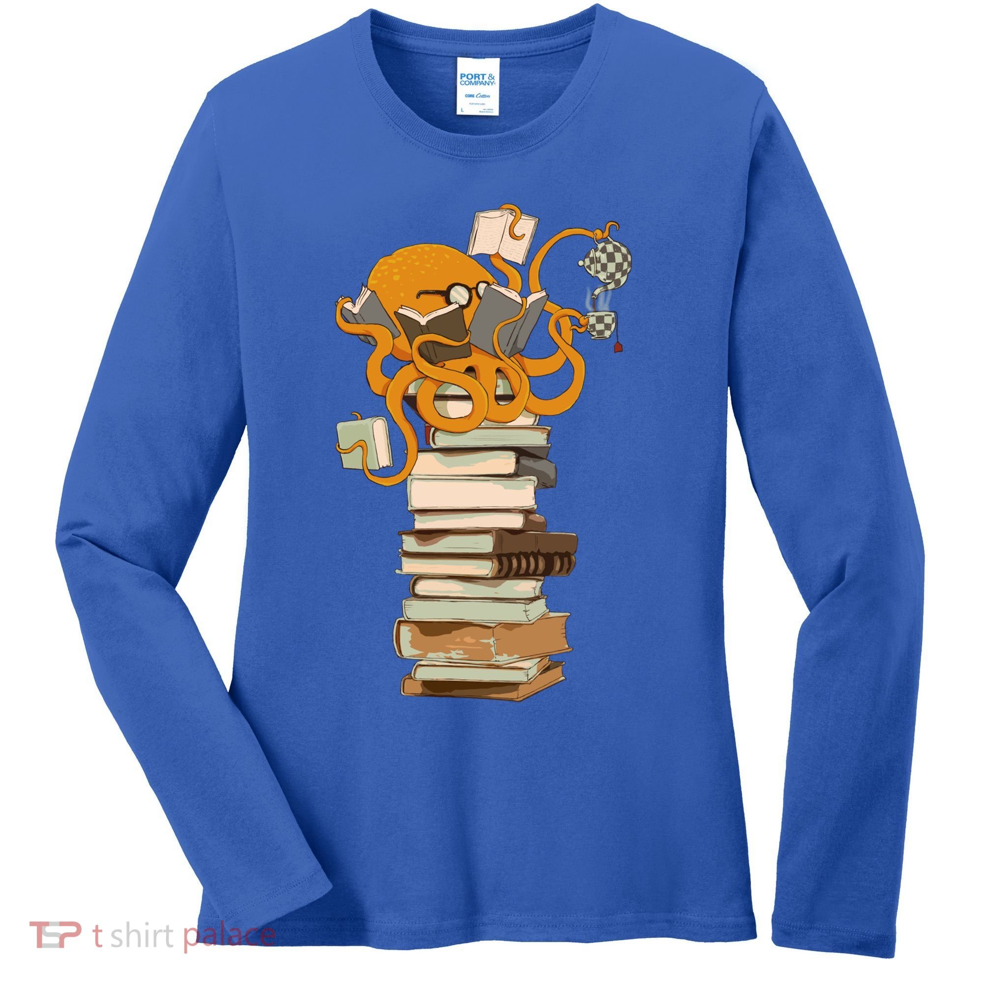 Reading Octopus Tea Coffee And Books Gift Women's Long Sleeve Shirt