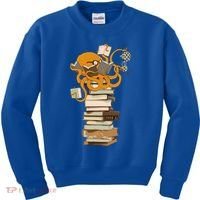 Reading Octopus Tea Coffee And Books Gift Kids Sweatshirt thumb 0