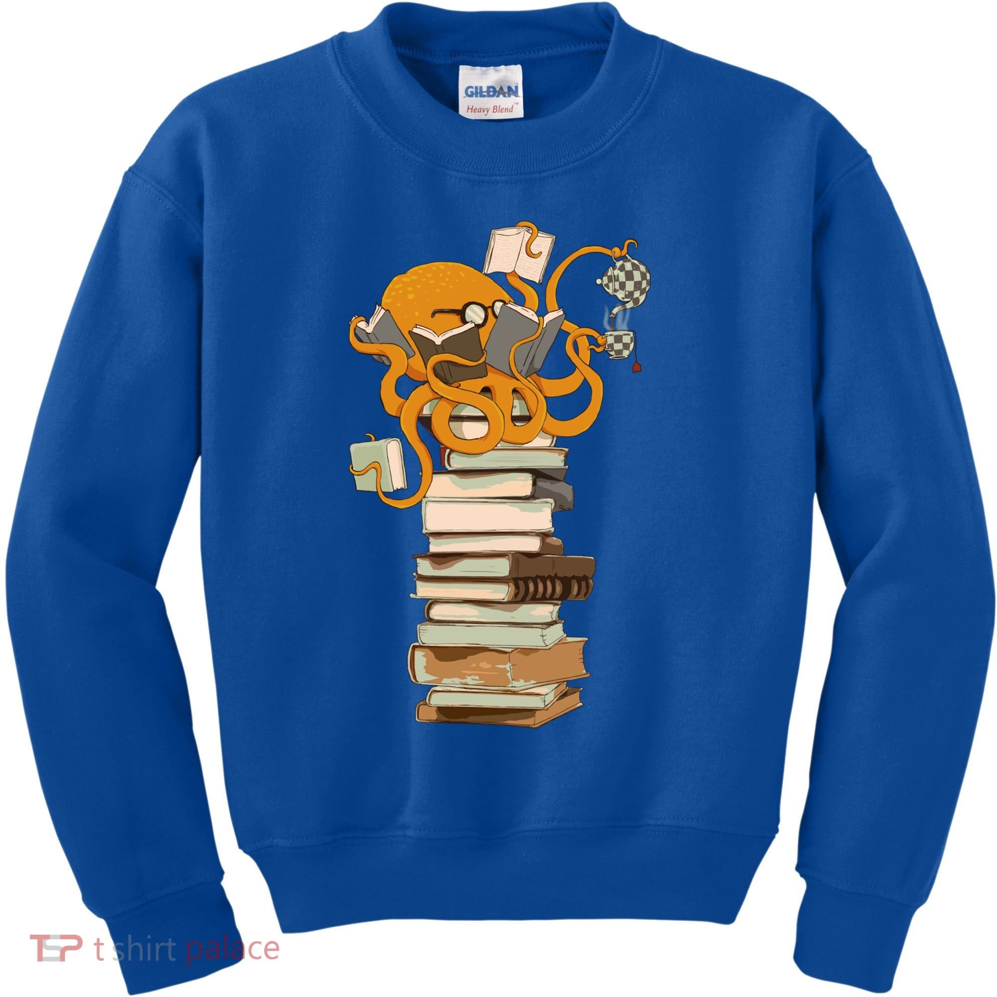 Reading Octopus Tea Coffee And Books Gift Kids Sweatshirt