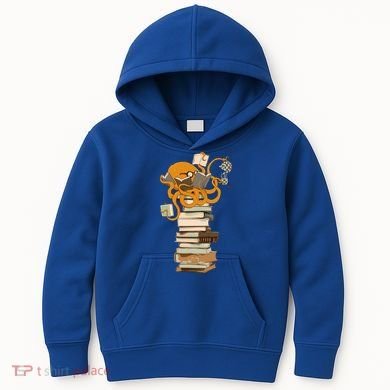Reading Octopus Tea Coffee And Books Gift Kids Hoodie