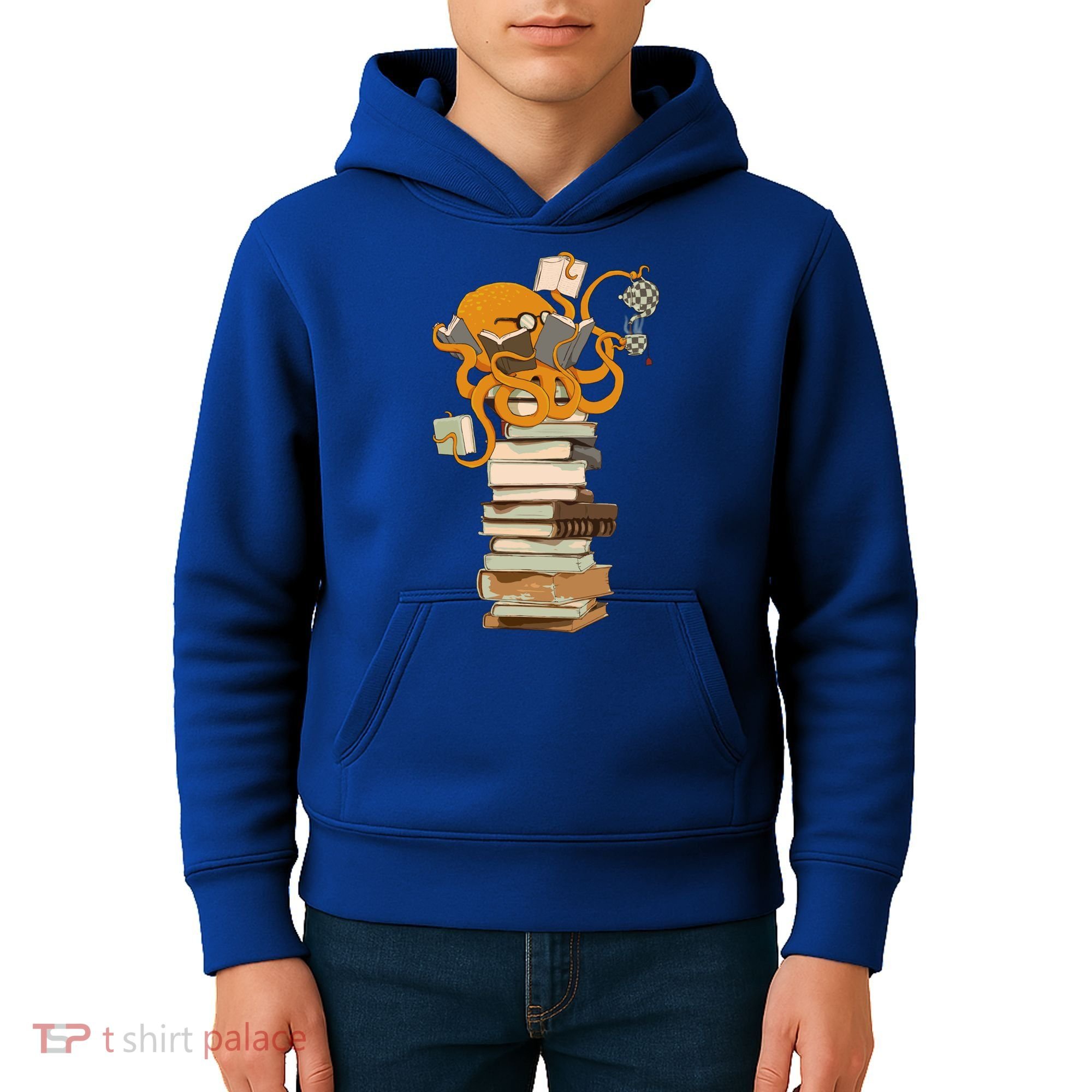 Reading Octopus Tea Coffee And Books Gift Kids Hoodie