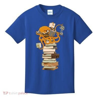 Reading Octopus Tea Coffee And Books Gift Kids T-Shirt