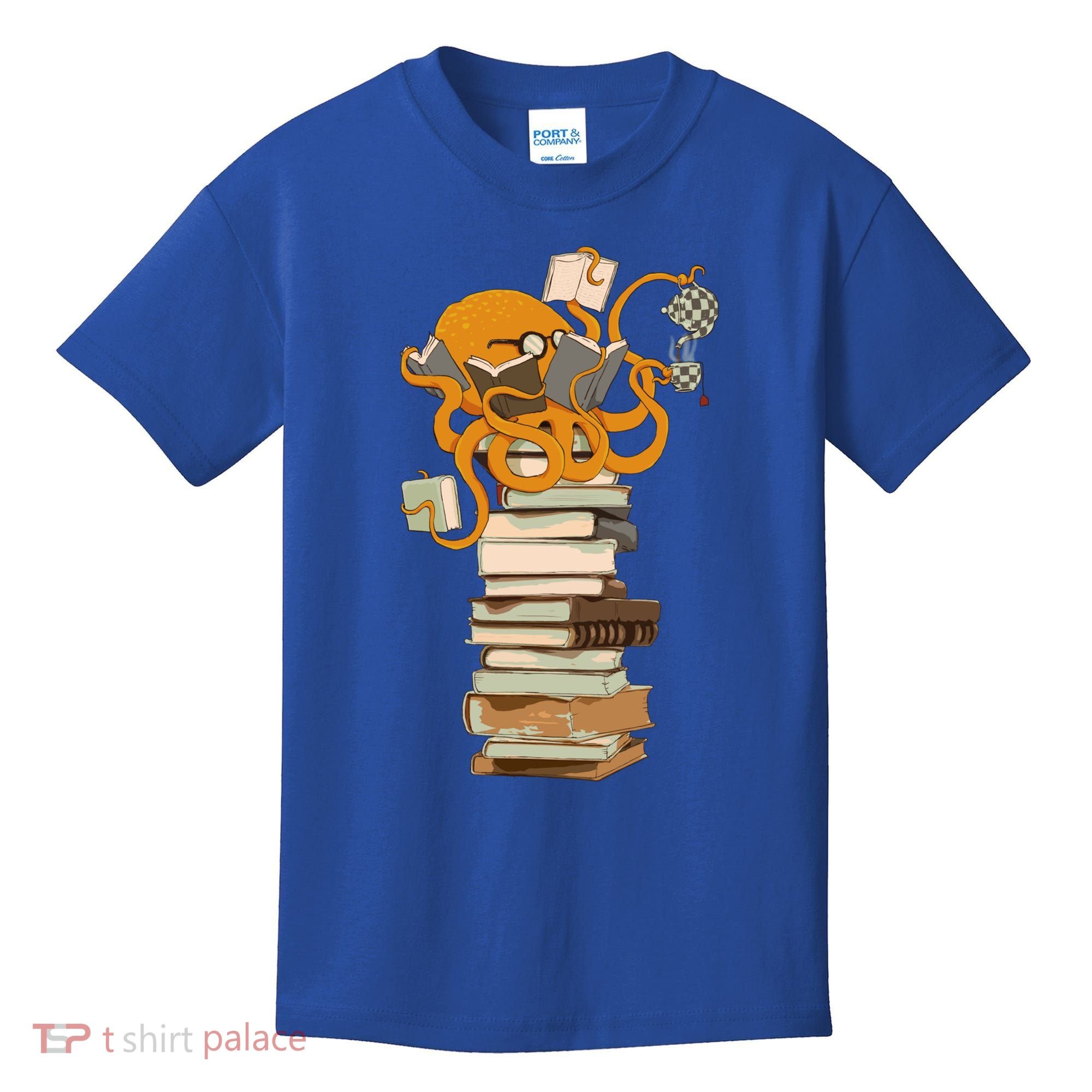 Reading Octopus Tea Coffee And Books Gift Kids T-Shirt