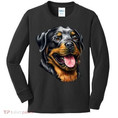 Rottweiler Face Kids Long Sleeve Shirt