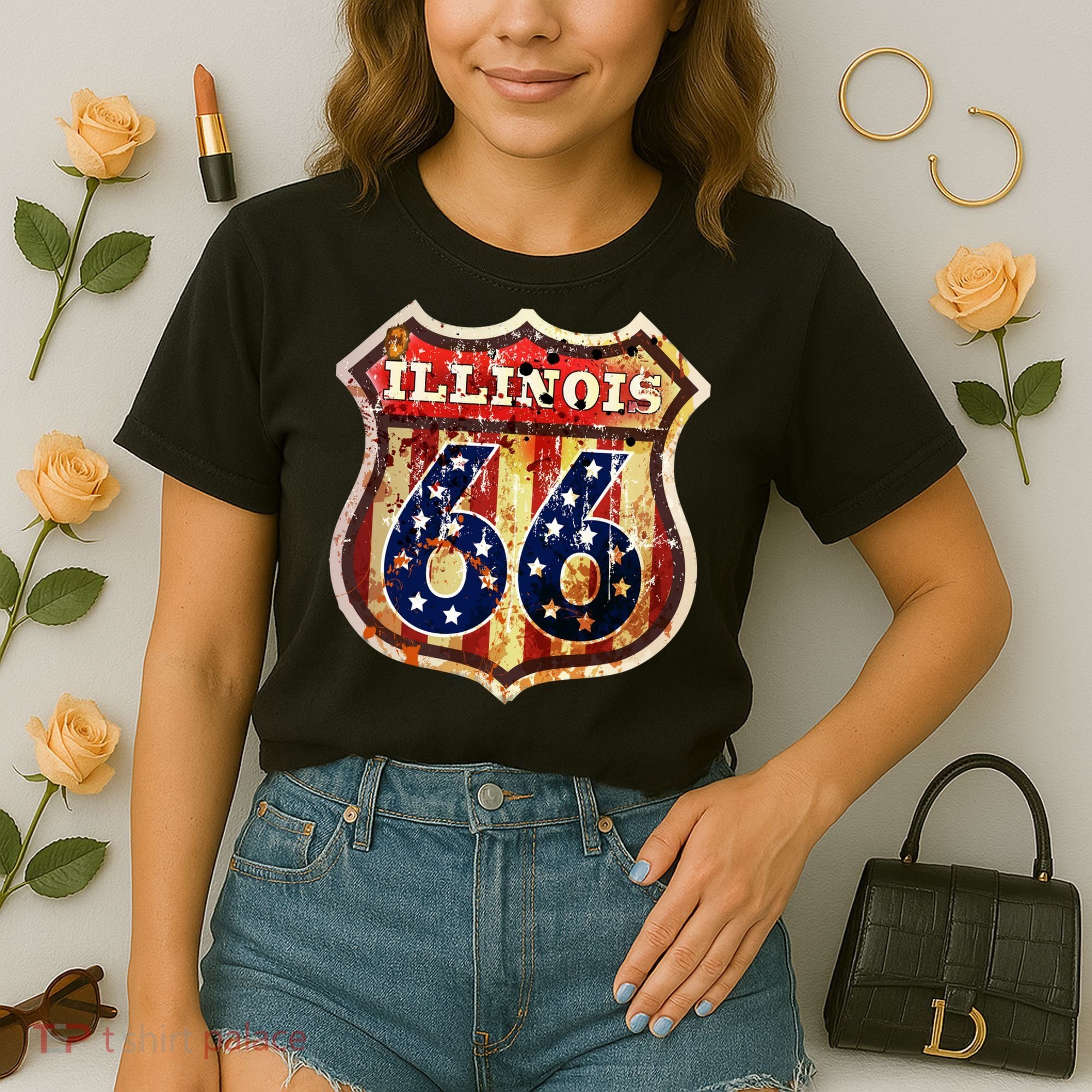 Route 66 Illinois Comfort Colors Boxy T-Shirt