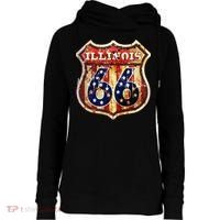 Route 66 Illinois Womens Funnel Neck Pullover Hood thumb 0