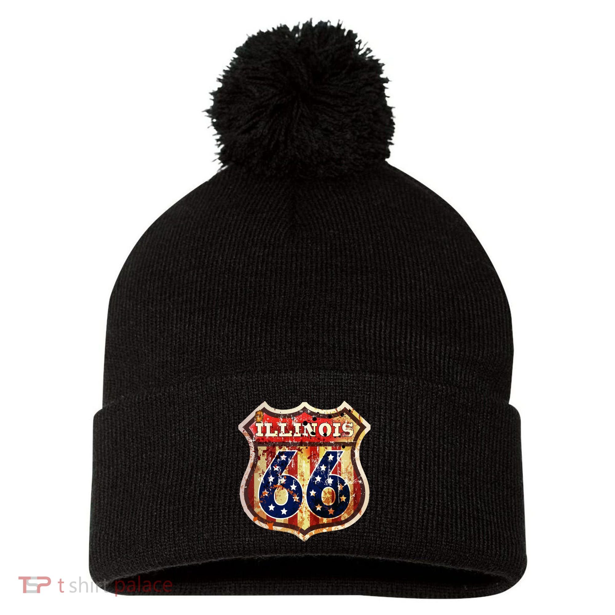 Route 66 Illinois Pom Pom 12in Knit Beanie