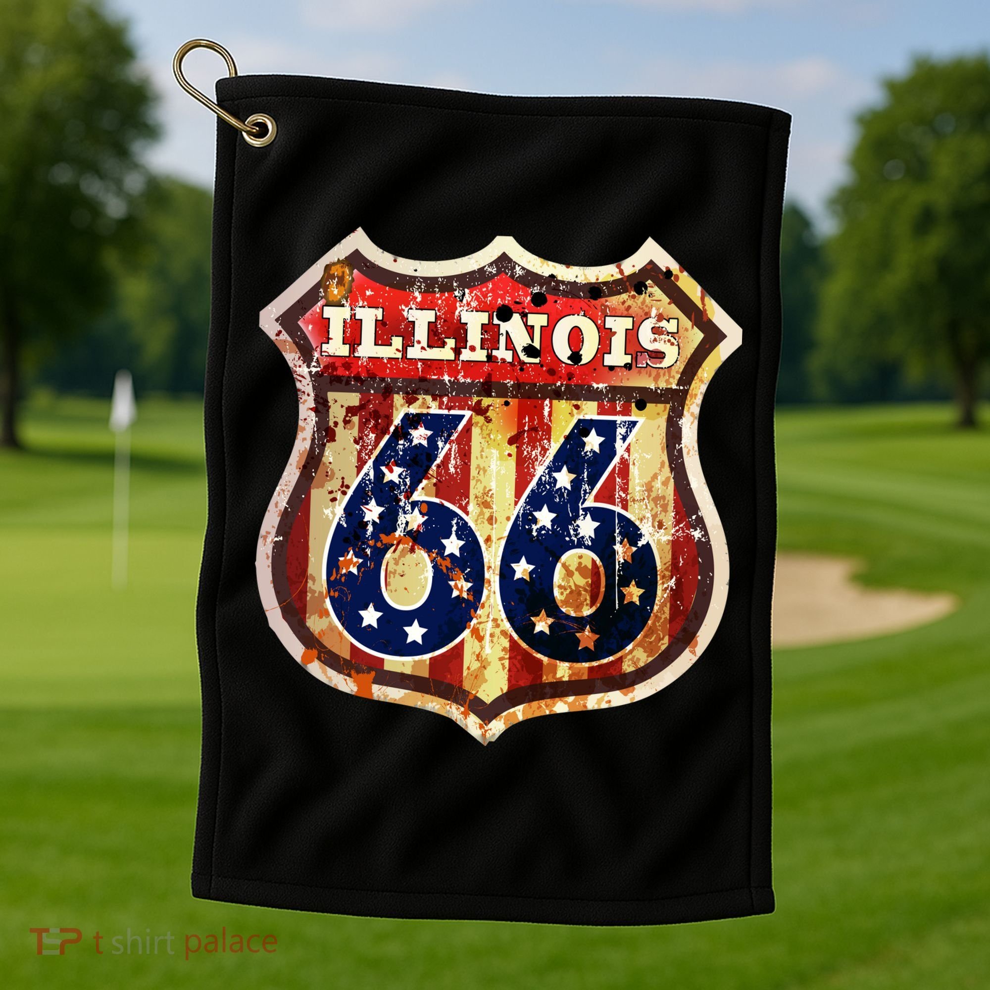 Route 66 Illinois Golf Towel