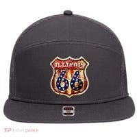 Route 66 Illinois 7 Panel Mesh Trucker Snapback Hat thumb 0
