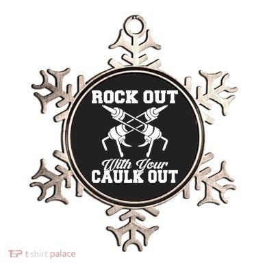 Rock Out With Your Caulk Out Construction Worker Funny Gift Ornament