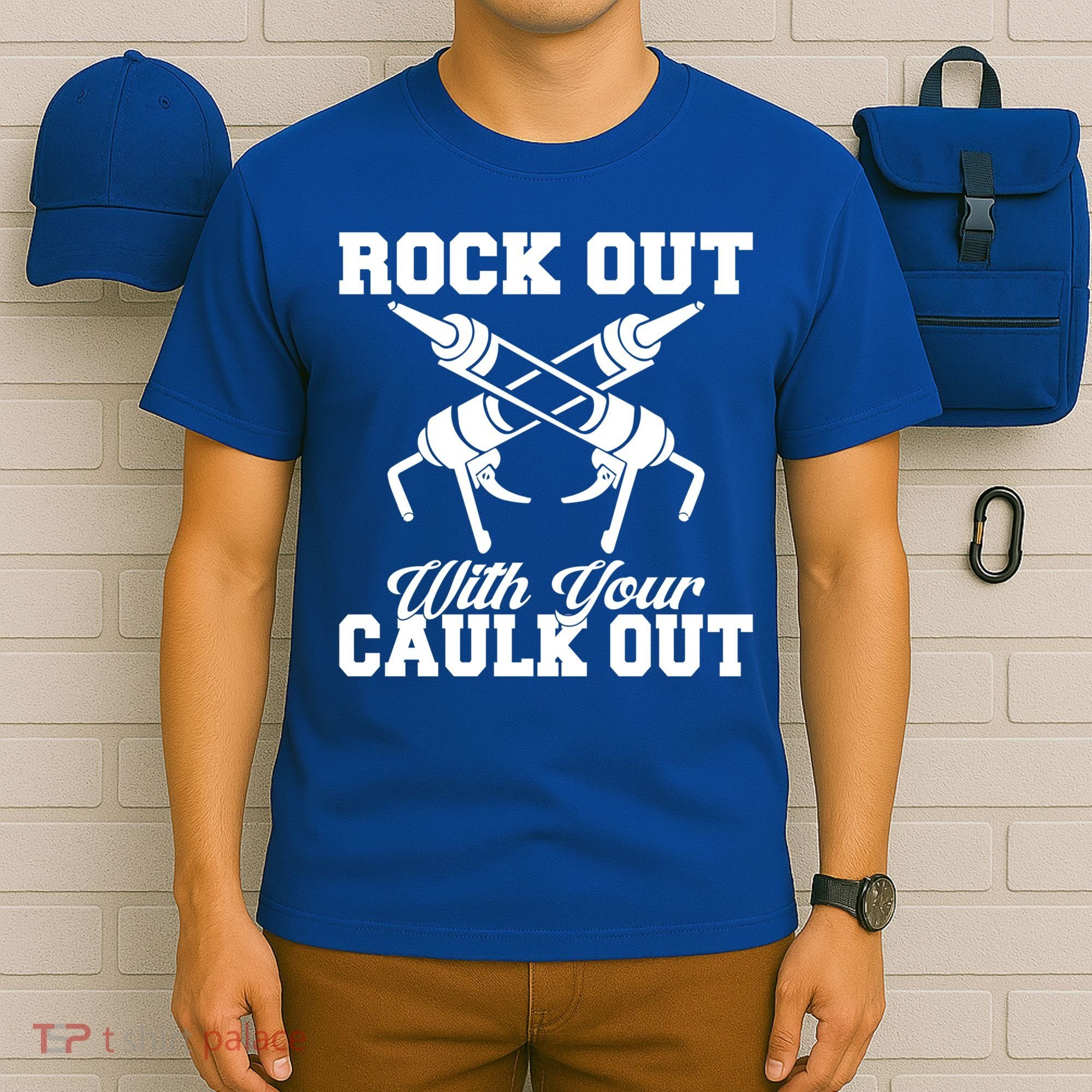 Rock Out With Your Caulk Out Construction Worker Funny Gift T-Shirt