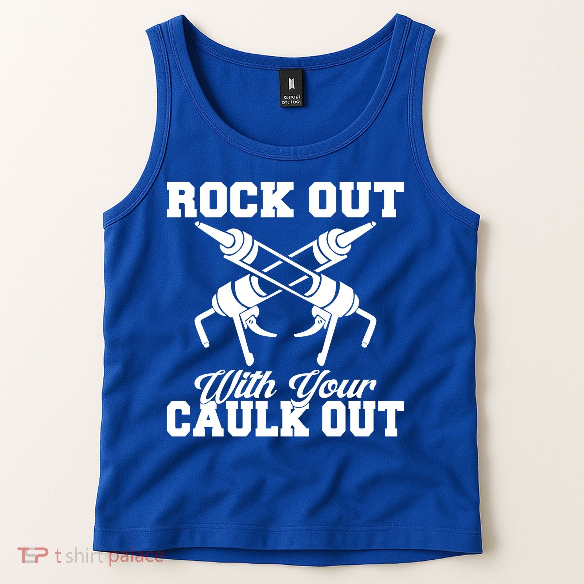 Rock Out With Your Caulk Out Construction Worker Funny Gift Tank Top
