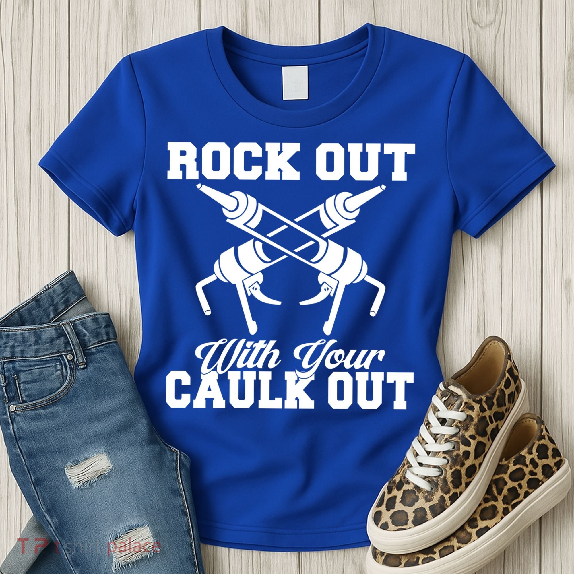 Rock Out With Your Caulk Out Construction Worker Funny Gift Women's T-Shirt