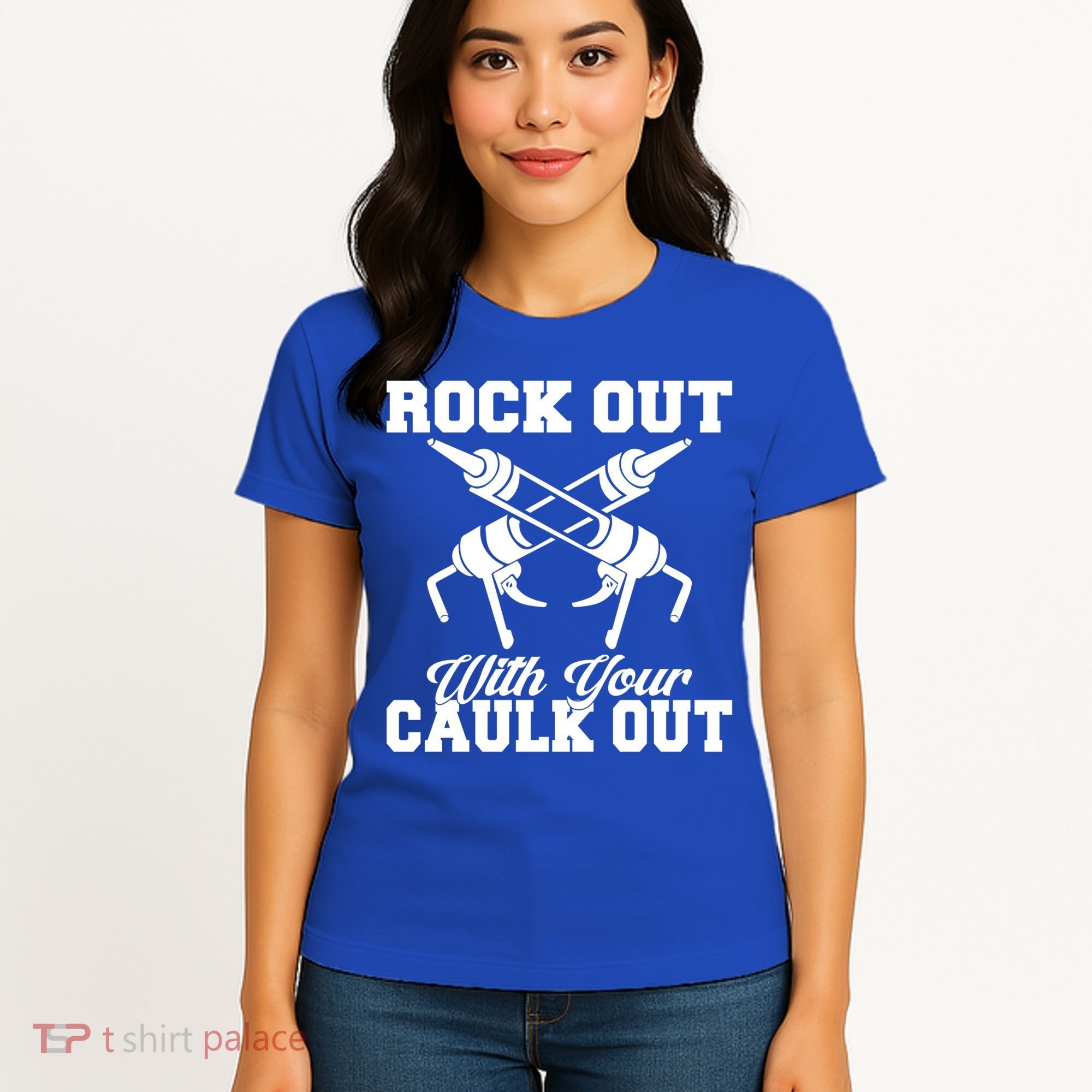 Rock Out With Your Caulk Out Construction Worker Funny Gift Women's T-Shirt