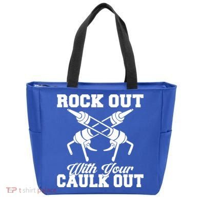 Rock Out With Your Caulk Out Construction Worker Funny Gift Tote Bag