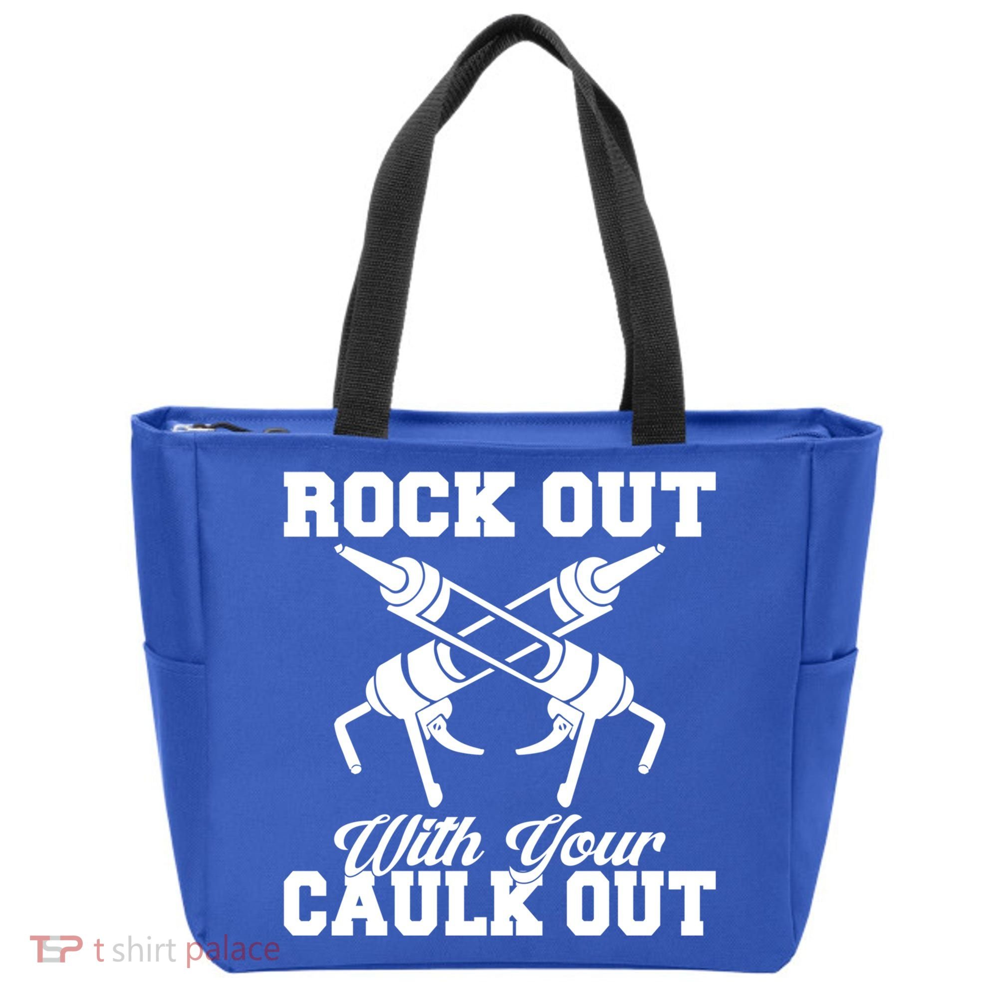 Rock Out With Your Caulk Out Construction Worker Funny Gift Tote Bag