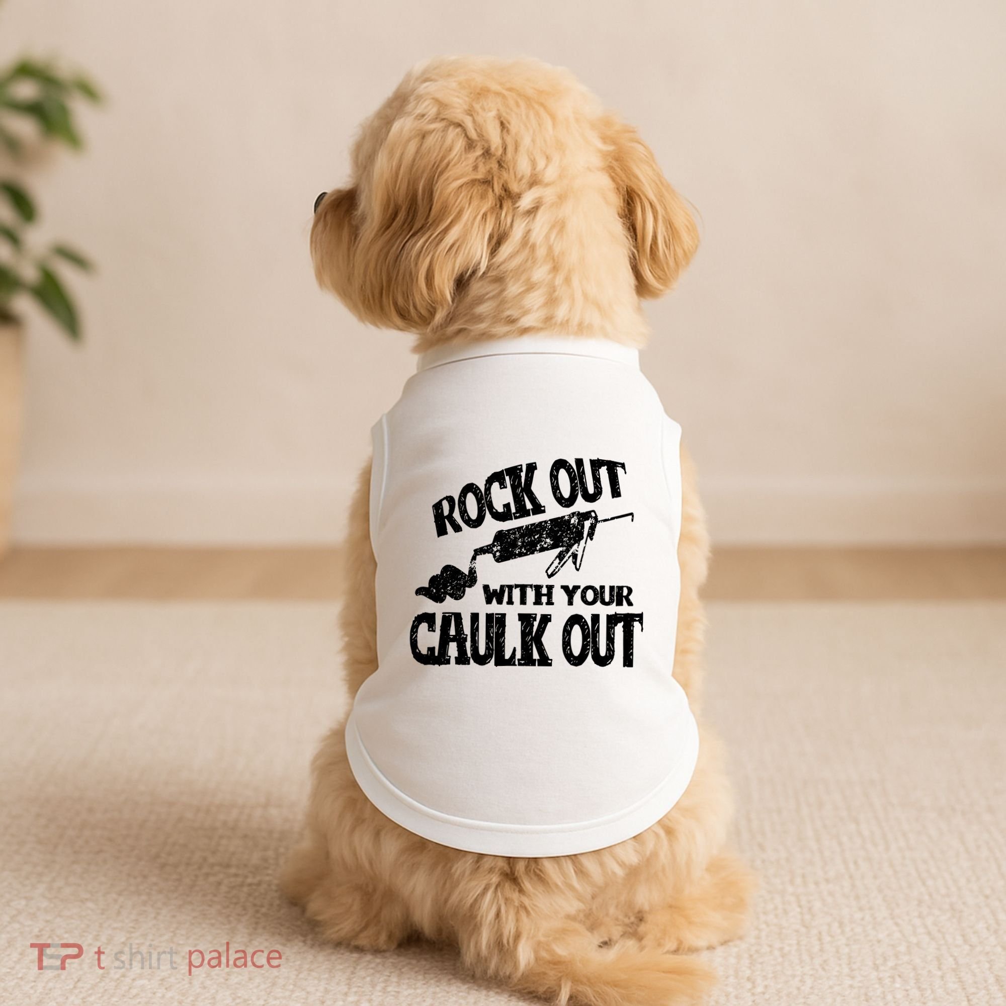 Rock Out With Your Caulk Out Construction Worker Gift Doggie Tank