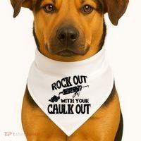 Rock Out With Your Caulk Out Construction Worker Gift USA-Made Doggie Bandana thumb 1