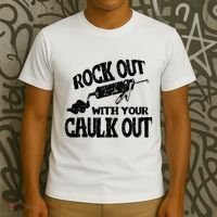 Rock Out With Your Caulk Out Construction Worker Gift T-Shirt thumb 3