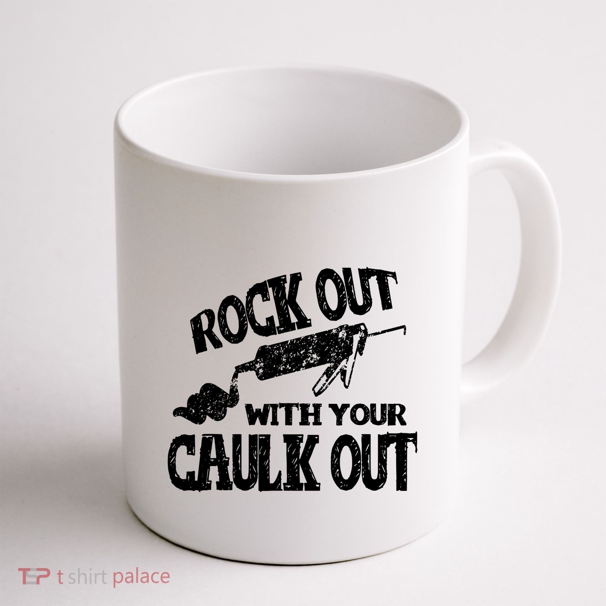 Rock Out With Your Caulk Out Construction Worker Gift Coffee Mug