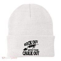 Rock Out With Your Caulk Out Construction Worker Gift Beanie thumb 0