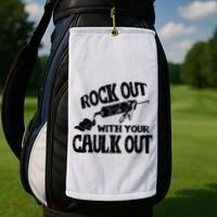 Rock Out With Your Caulk Out Construction Worker Gift Golf Towel thumb 2