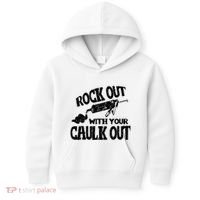 Rock Out With Your Caulk Out Construction Worker Gift Kids Hoodie thumb 0