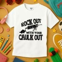 Rock Out With Your Caulk Out Construction Worker Gift Kids T-Shirt thumb 3