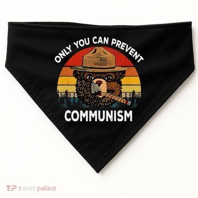 Retro Only You Can Prevent Communism Bear Camping USA-Made Doggie Bandana