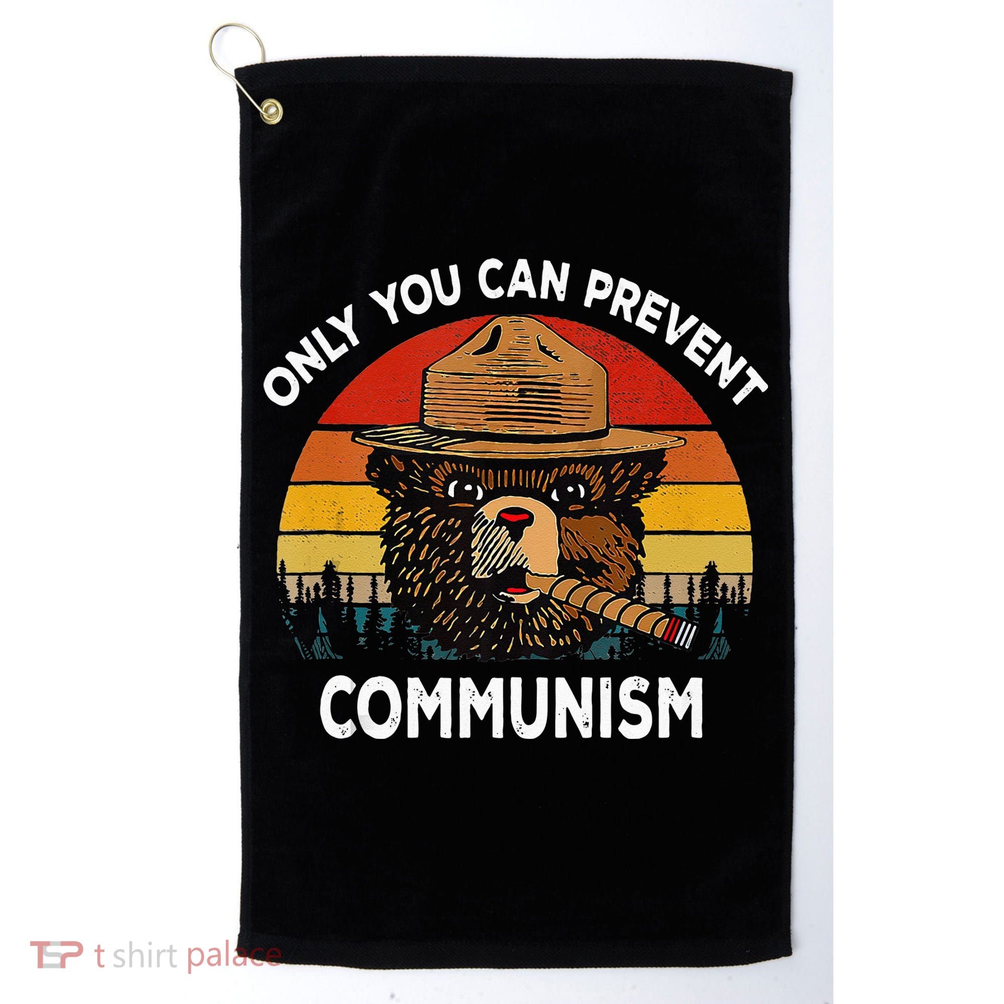 Retro Only You Can Prevent Communism Bear Camping Golf Towel