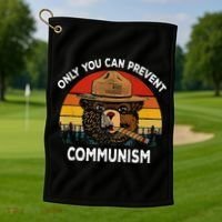Retro Only You Can Prevent Communism Bear Camping Golf Towel thumb 1