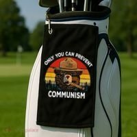 Retro Only You Can Prevent Communism Bear Camping Golf Towel thumb 2