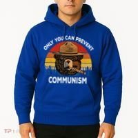 Retro Only You Can Prevent Communism Bear Camping Hoodie thumb 2