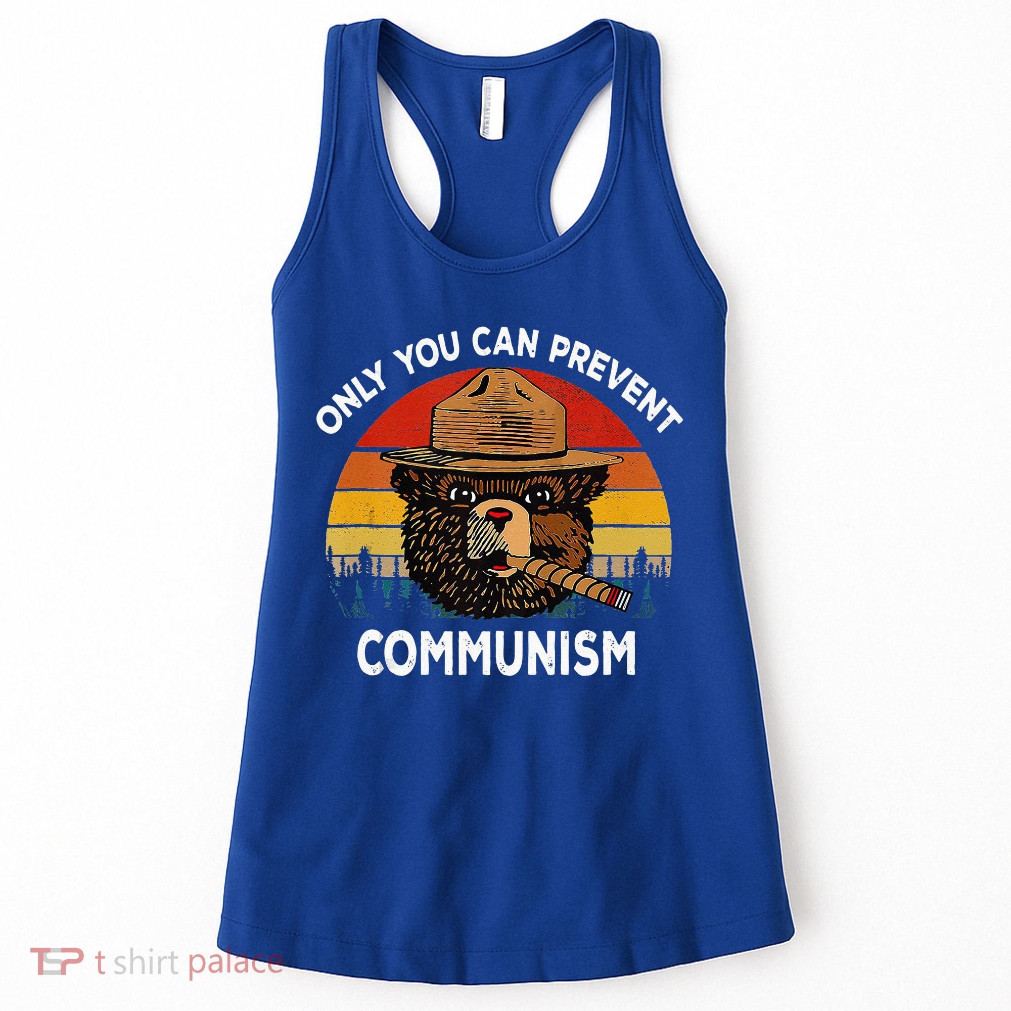 Retro Only You Can Prevent Communism Bear Camping Women's Tank Top