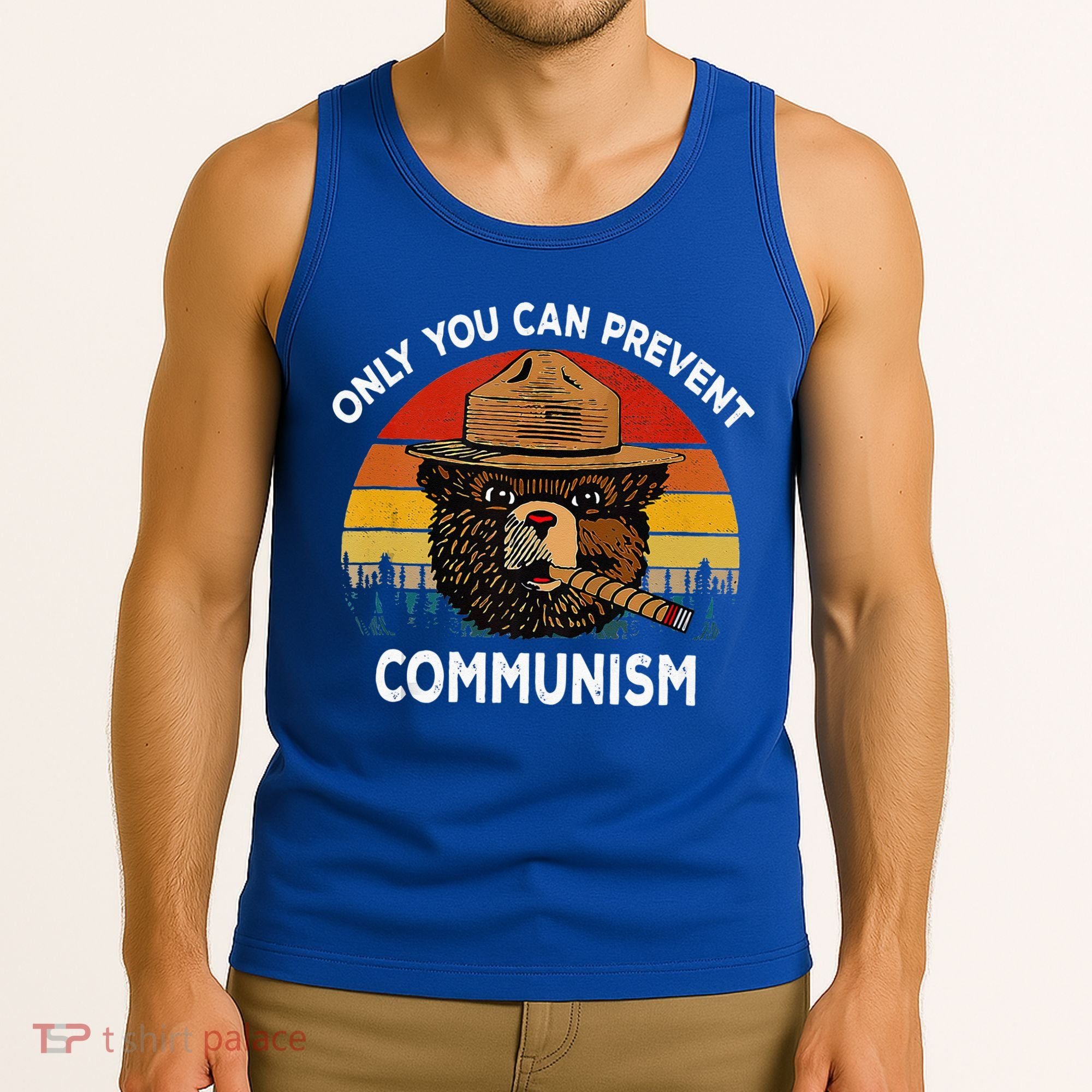 Retro Only You Can Prevent Communism Bear Camping Tank Top