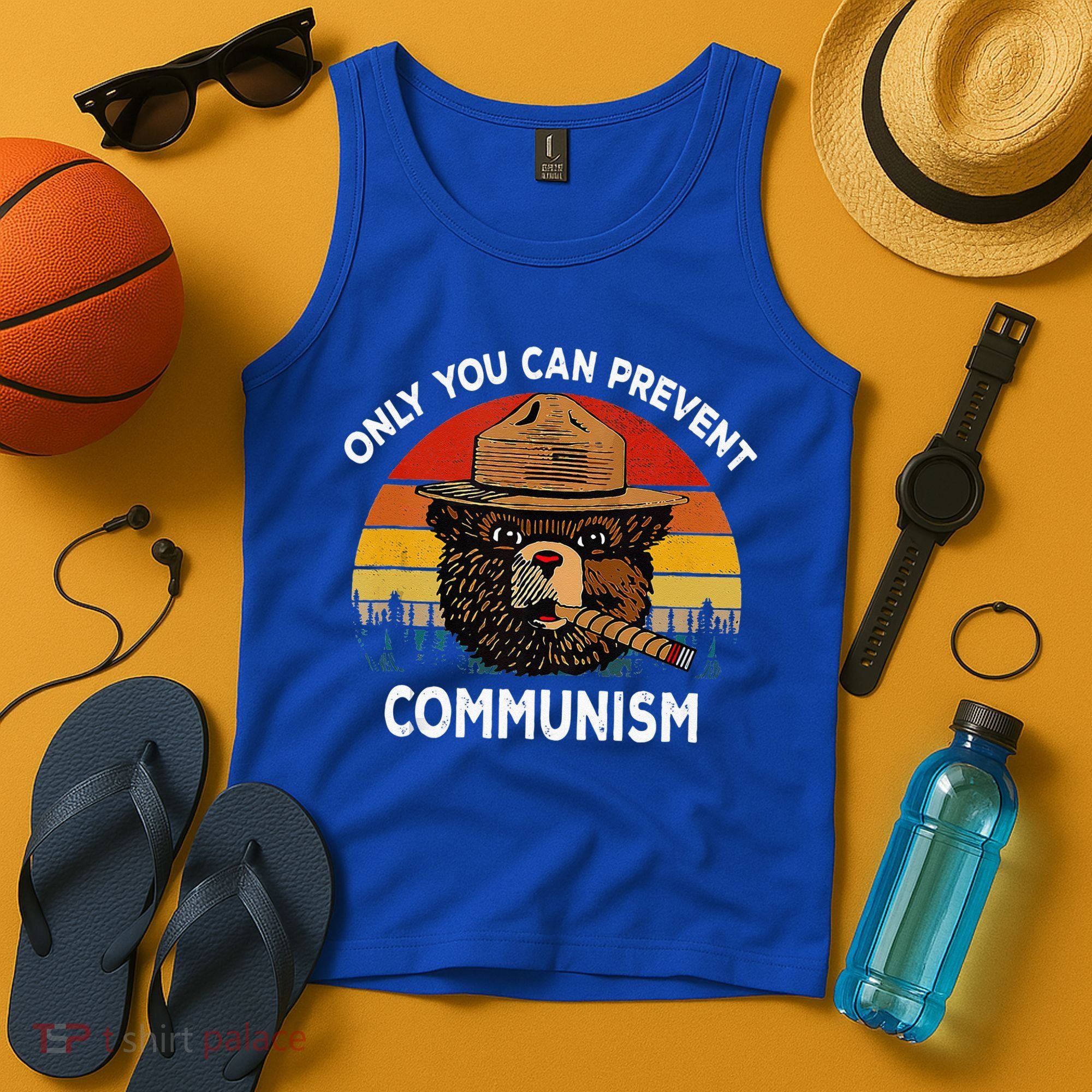 Retro Only You Can Prevent Communism Bear Camping Tank Top
