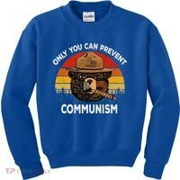 Retro Only You Can Prevent Communism Bear Camping Kids Sweatshirt thumb 0