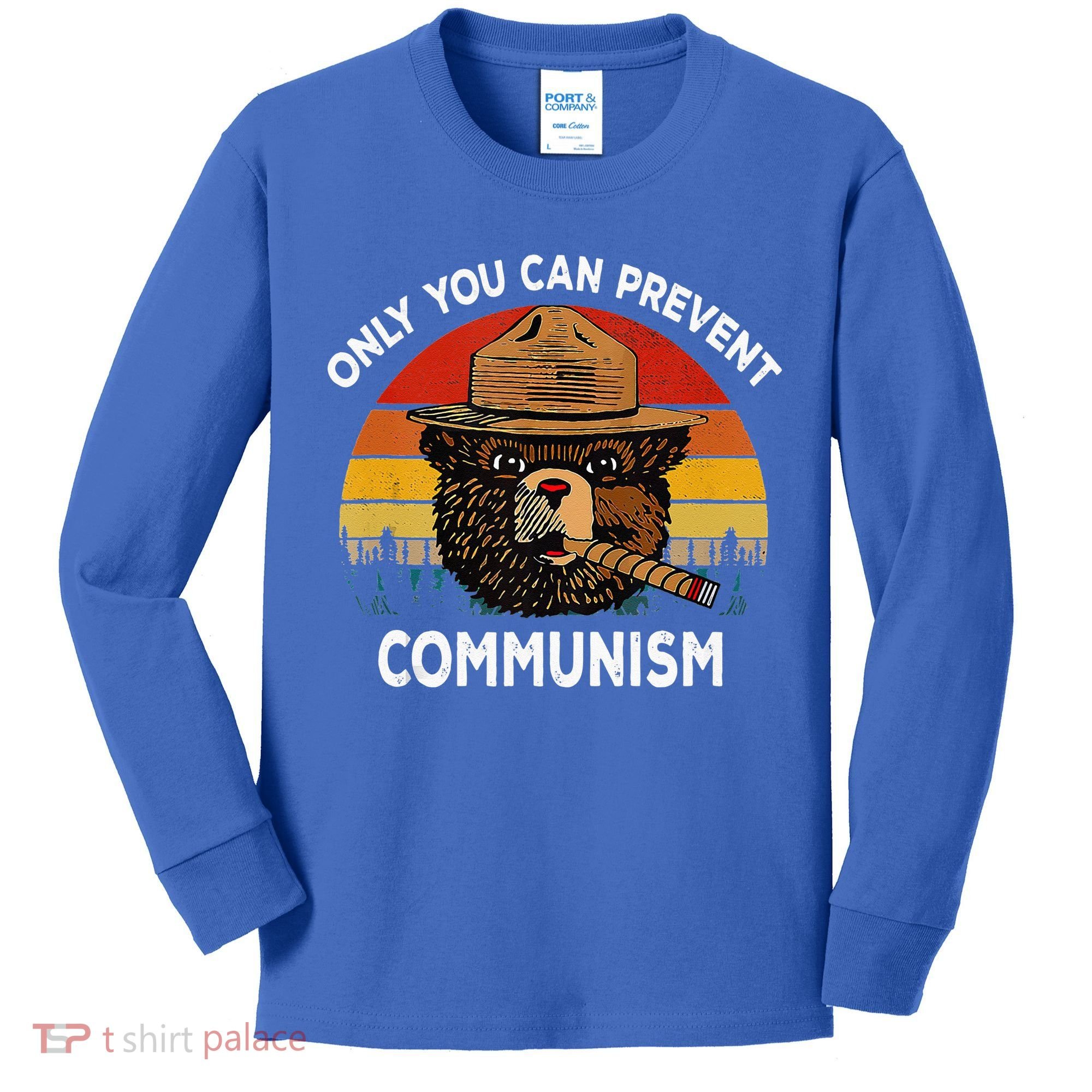 Retro Only You Can Prevent Communism Bear Camping Kids Long Sleeve Shirt