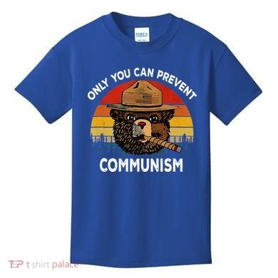Retro Only You Can Prevent Communism Bear Camping Kids T-Shirt