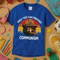 Retro Only You Can Prevent Communism Bear Camping Kids T-Shirt thumb 3
